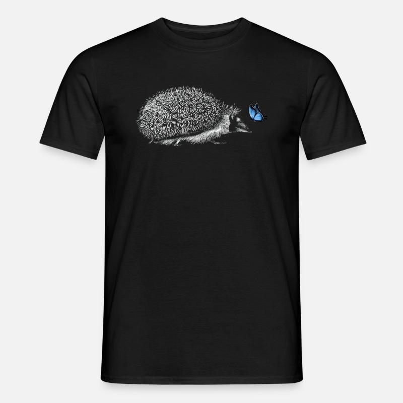Igel mit Schmetterling - Männer T-Shirt - Schwarz