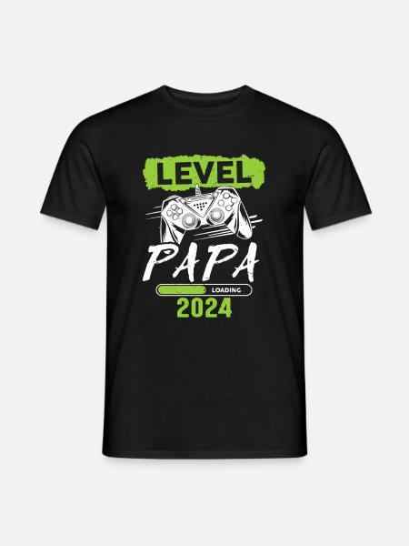 Papa Level Loading 2024 - Männer T-Shirt - Schwarz