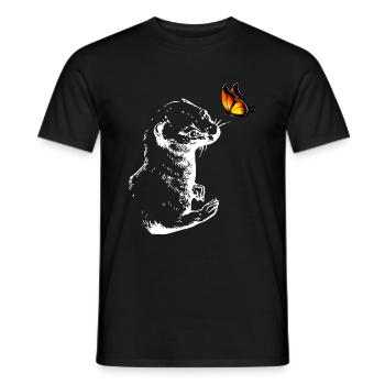 Weasel with butterfly - Men's T-Shirt - black - Front - AI Model Male 178 light (178cm)