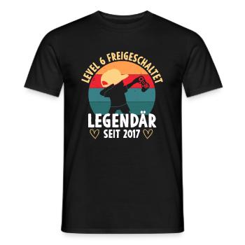 Level 6 Jahre Geburtstagsshirt Gamer 2017 - Männer T-Shirt - Schwarz - Vorne - AI Model Male 178 light (178cm)