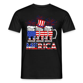 USA 4th of July Beer Merica - Men's T-Shirt - black - Front - AI Model Male 178 light (178cm)
