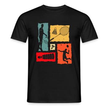 Badminton Retro - Men's T-Shirt - black - Front - AI Model Male 178 light (178cm)