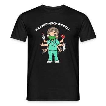Sechsarmige Krankenschwester Pflegekraft - Männer T-Shirt - Schwarz - Vorne - AI Model Male 178 light (178cm)