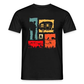 Camper Retro Outdoor Vintage Adventurer - Männer T-Shirt - Schwarz - Vorne - AI Model Male 178 light (178cm)