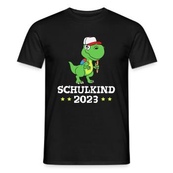 Schulkind 2023 Dinosaurier - Männer T-Shirt - Schwarz - Vorne - AI Model Male 178 light (178cm)