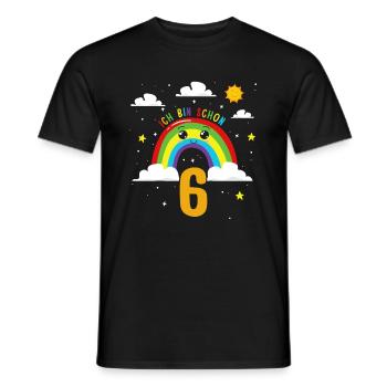 Anniversaire arc-en-ciel 6 ans J’ai 6 ans - T-shirt homme - noir - Devant - AI Model Male 178 light (178cm)
