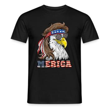 Eagle Merica 4th Of July USA - Men's T-Shirt - black - Front - AI Model Male 178 light (178cm)