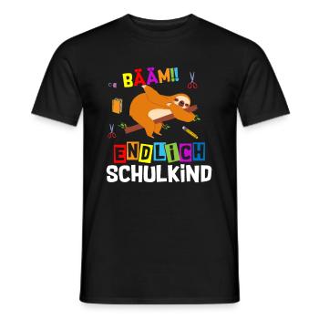 Bääm Finally Schoolchild Sloth School Enrollment - Men's T-Shirt - black - Front - AI Model Male 178 light (178cm)