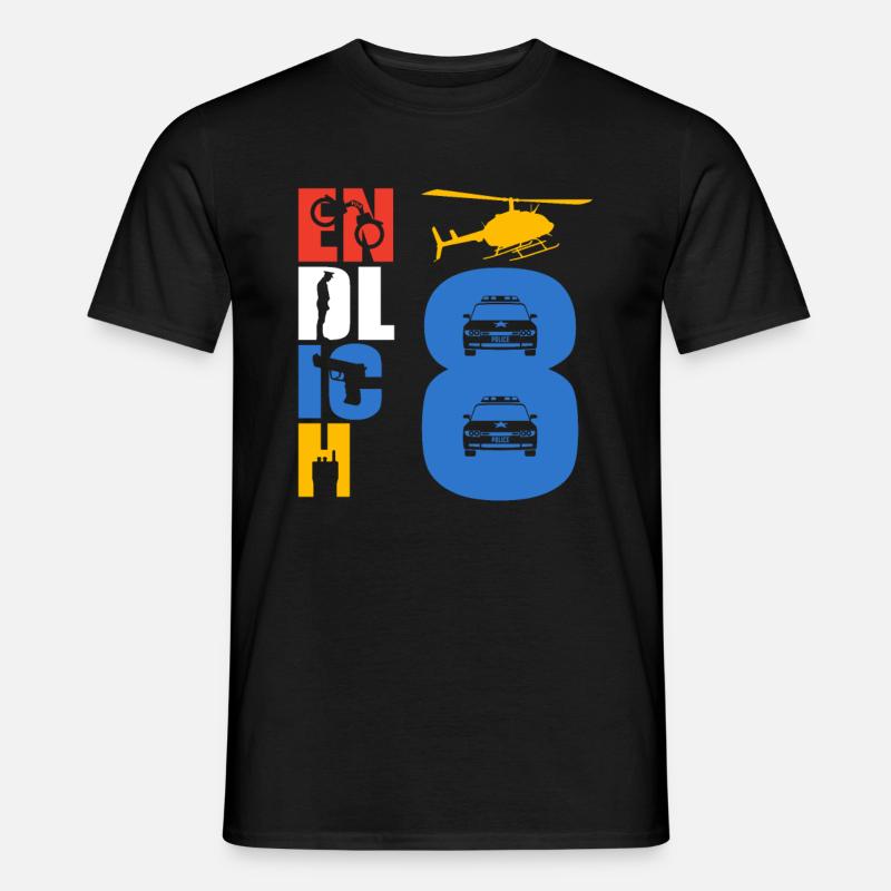 Endlich 8 Polizei - Männer T-Shirt - Schwarz