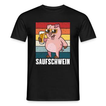 Biertrinker Schwein Saufschwein Bier Party - Männer T-Shirt - Schwarz - Vorne - AI Model Male 178 light (178cm)