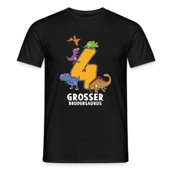 4 ans d’anniversaire Brudersaurus Dino - T-shirt homme - noir - Devant - AI Model Male 178 light (178cm)