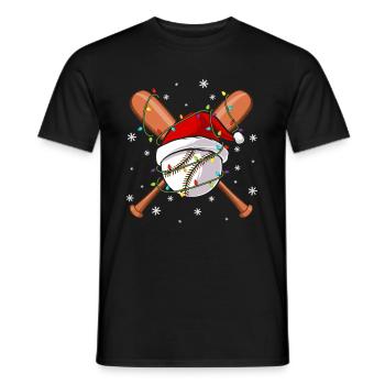 Santa Christmas Baseball Player - Men's T-Shirt - black - Front - AI Model Male 178 light (178cm)