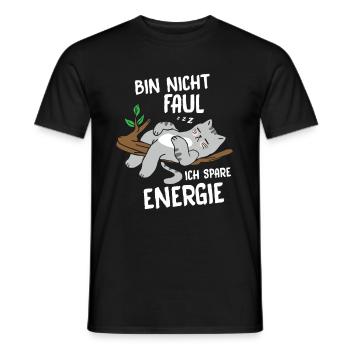 I'm not lazy, I save energy, cat - Men's T-Shirt - black - Front - AI Model Male 178 light (178cm)