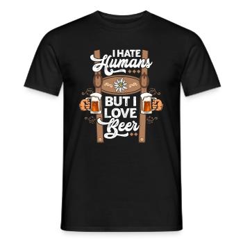 I Hate Humans But I Love Beer - Men's T-Shirt - black - Front - AI Model Male 178 light (178cm)