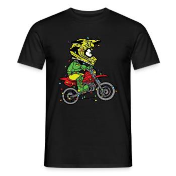 Motocross with Christmas lights - Men's T-Shirt - black - Front - AI Model Male 178 light (178cm)
