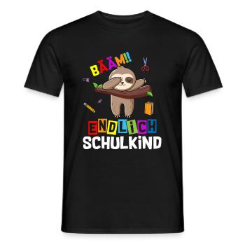 Bääm Finally Schoolchild Sloth School Enrollment - Men's T-Shirt - black - Front - AI Model Male 178 light (178cm)