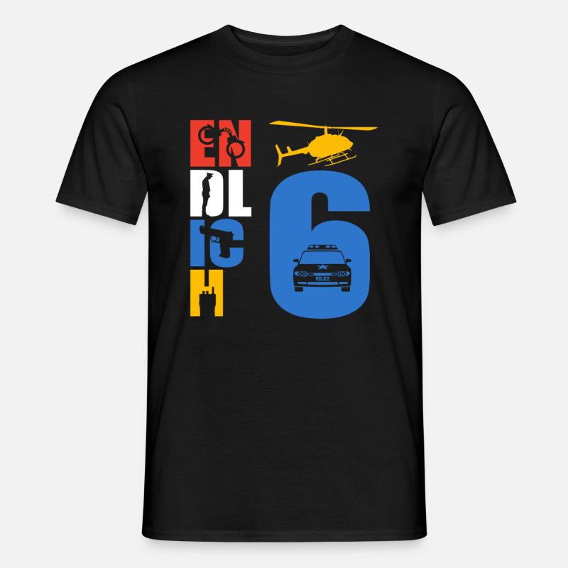Endlich 6 Polizei - Männer T-Shirt - Schwarz