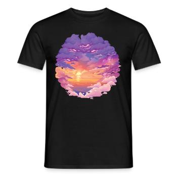 Vaporwave Urlaub Sonnenuntergang - Männer T-Shirt - Schwarz - Vorne - AI Model Male 178 light (178cm)