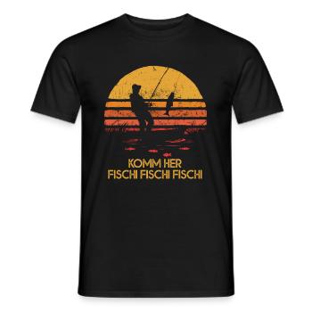 Viens ici, poisson, pêcheur, pêcheur - T-shirt homme - noir - Devant - AI Model Male 178 light (178cm)