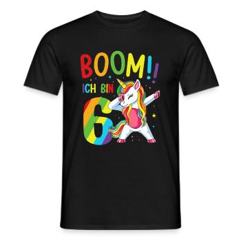 Anniversaire Dabbing Licorne 6 ans Boom J’ai 6 ans - T-shirt homme - noir - Devant - AI Model Male 178 light (178cm)