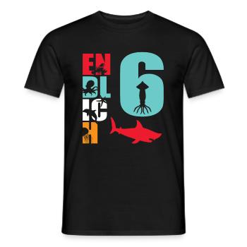 Enfin 6 poissons-requins - T-shirt homme - noir - Devant - AI Model Male 178 light (178cm)