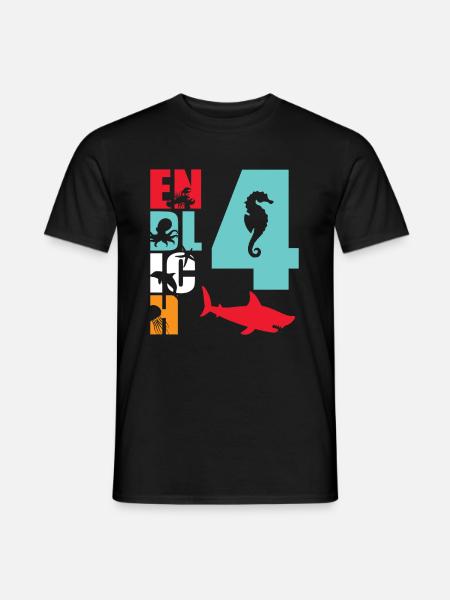 Endlich 4 Hai Fisch - Männer T-Shirt - Schwarz