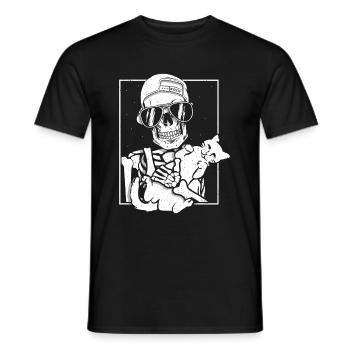 Skeleton Holding Cat - Men's T-Shirt - black - Front - AI Model Male 178 light (178cm)