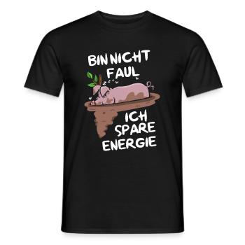 I'm not lazy I'm saving energy pot-bellied pig - Men's T-Shirt - black - Front - AI Model Male 178 light (178cm)