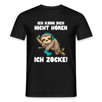 Je ne t’entends pas, je joue - T-shirt homme - noir - Devant - AI Model Male 178 light (178cm)