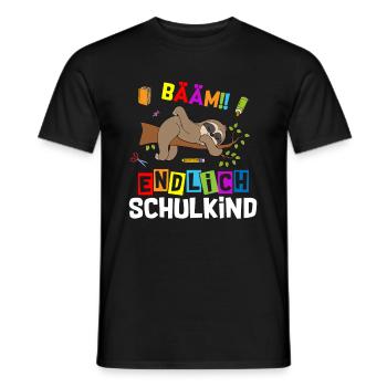 Bääm Finally Schoolchild Sloth - Men's T-Shirt - black - Front - AI Model Male 178 light (178cm)