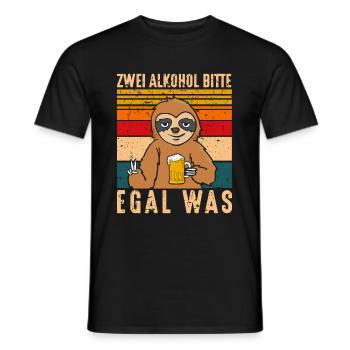 Zwei Alkohol bitte egal was - Männer T-Shirt - Schwarz - Vorne - AI Model Male 178 light (178cm)