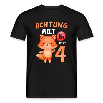 Achtung Welt Ich Bin Jetzt 4 Fuchs - Männer T-Shirt - Schwarz - Vorne - AI Model Male 178 light (178cm)