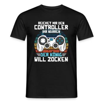 Reichet mir den Controller König Will Zocken - Männer T-Shirt - Schwarz - Vorne - AI Model Male 178 light (178cm)