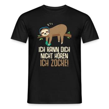 Ich kann dich nicht hören ich zocke Gamer Faultier - Männer T-Shirt - Schwarz - Vorne - AI Model Male 178 light (178cm)