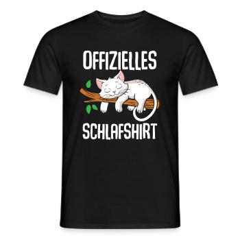 Chemise de nuit officielle pour chat - T-shirt homme - noir - Devant - AI Model Male 178 light (178cm)
