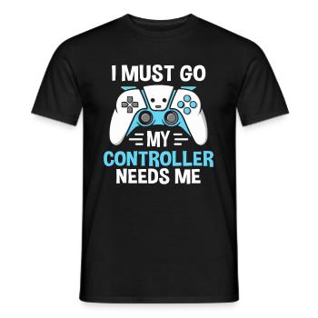 I Must Go My Controller Needs Me Gamer - Männer T-Shirt - Schwarz - Vorne - AI Model Male 178 light (178cm)