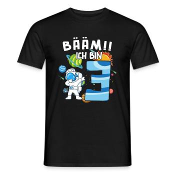 Bääm Ich bin 3 Astronaut - Männer T-Shirt - Schwarz - Vorne - AI Model Male 178 light (178cm)