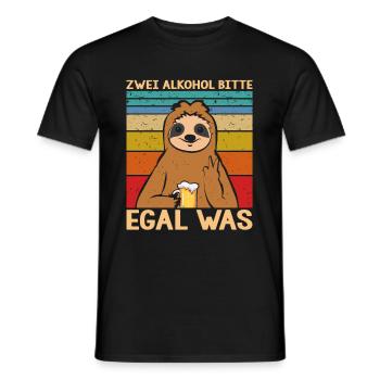 Zwei Alkohol bitte egal was - Männer T-Shirt - Schwarz - Vorne - AI Model Male 178 light (178cm)