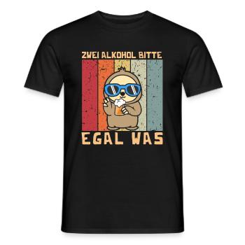 Two alcohols please no matter what sloth - Men's T-Shirt - black - Front - AI Model Male 178 light (178cm)