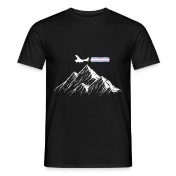 Berg Flugzeug Trans Flagge Transsexuell - Männer T-Shirt - Schwarz - Vorne - AI Model Male 178 light (178cm)