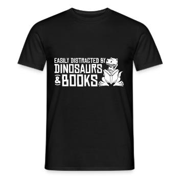 Dinosaur Book Read Dino Read Funny Readers - Men's T-Shirt - black - Front - AI Model Male 178 light (178cm)