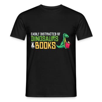 Dinosaur Book Read Dino Read Funny Readers - Men's T-Shirt - black - Front - AI Model Male 178 light (178cm)