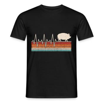 Schwein Herzschlag - Männer T-Shirt - Schwarz - Vorne - AI Model Male 178 light (178cm)