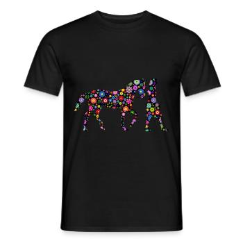 Pferde Gassi Blumen Gärtner Pferdespaziergang - Männer T-Shirt - Schwarz - Vorne - AI Model Male 178 light (178cm)