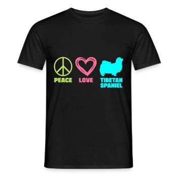 Épagneul tibétain Maman Paix Amour Dictons Drôles - T-shirt homme - noir - Devant - AI Model Male 178 light (178cm)