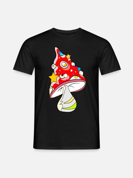 Roter Pilz - Fliegenpilz - Männer T-Shirt - Schwarz