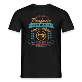 Couturière shirt couture je ne suis pas parfaite - T-shirt homme - noir - Devant - AI Model Male 178 light (178cm)