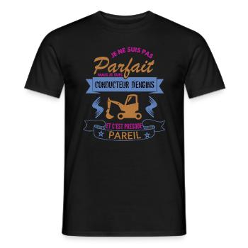 je ne suis pas parfait conducteur d´engins cadeau - T-shirt homme - noir - Devant - AI Model Male 178 light (178cm)