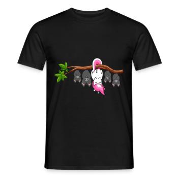 Be Different unicorn hangs with bats on the tree - Men's T-Shirt - black - Front - AI Model Male 178 light (178cm)