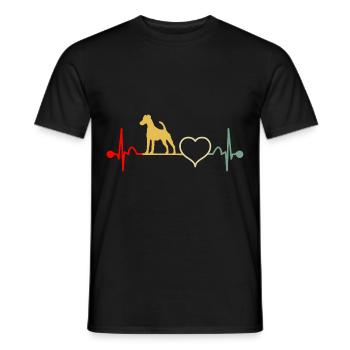 Smooth Fox Terrier Fox Terrier Heartbeat Vintage - T-shirt homme - noir - Devant - AI Model Male 178 light (178cm)